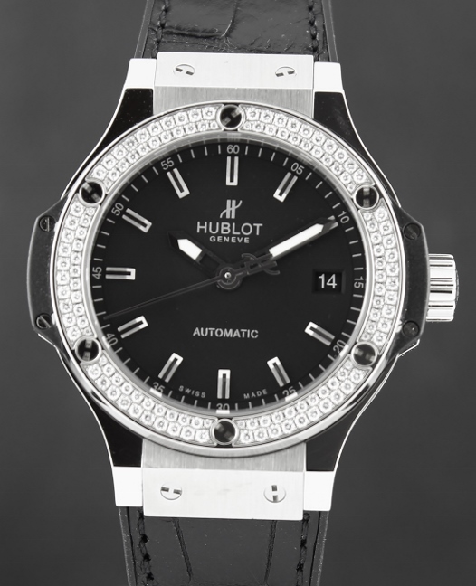 (image for) A HUBLOT LADY SIZE 38MM FACTORY DIAMOND AUTOMATIC WATCH